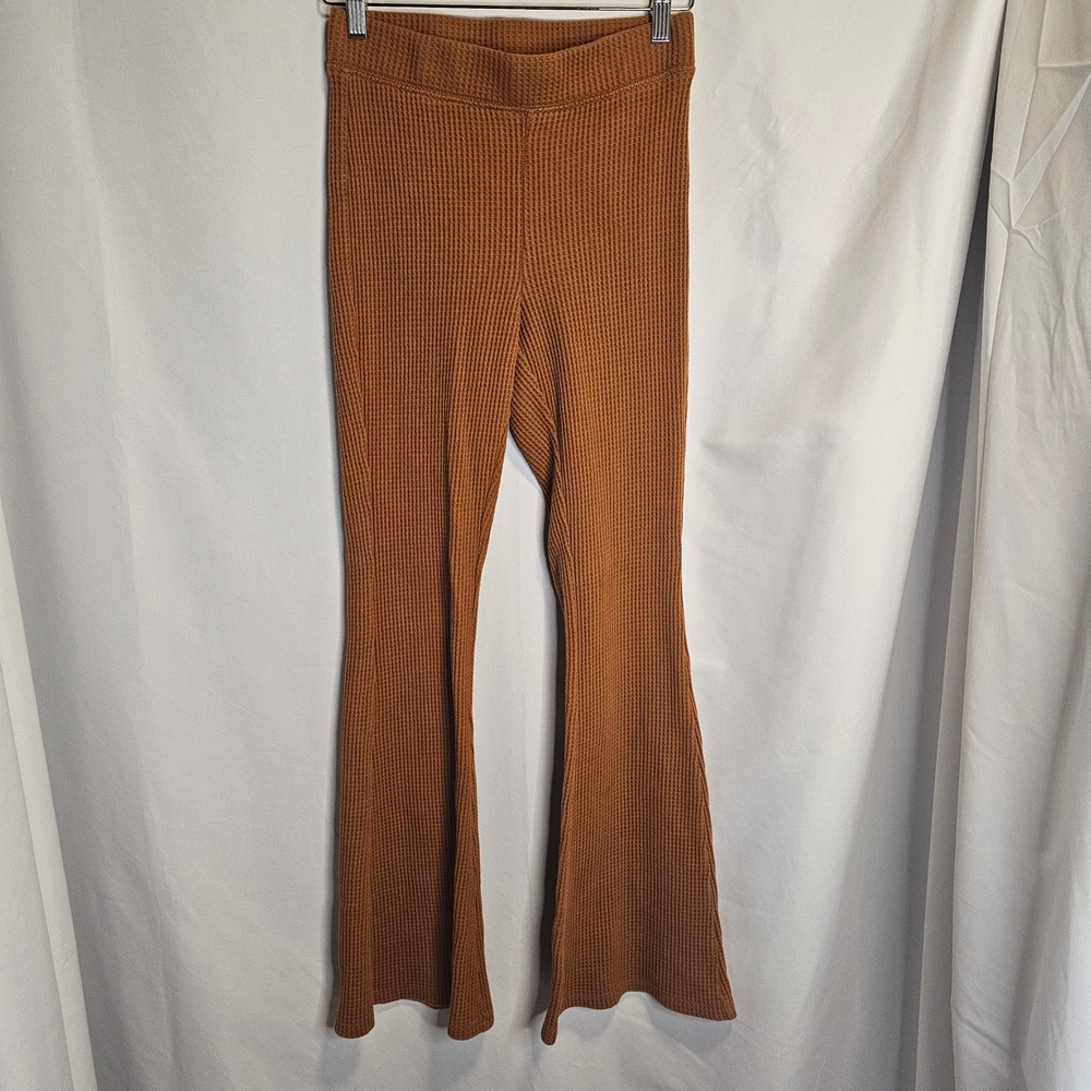 Aerie Waffle Knit Flare Pants Brown Orange Size S Regular Comfort Lounge‎